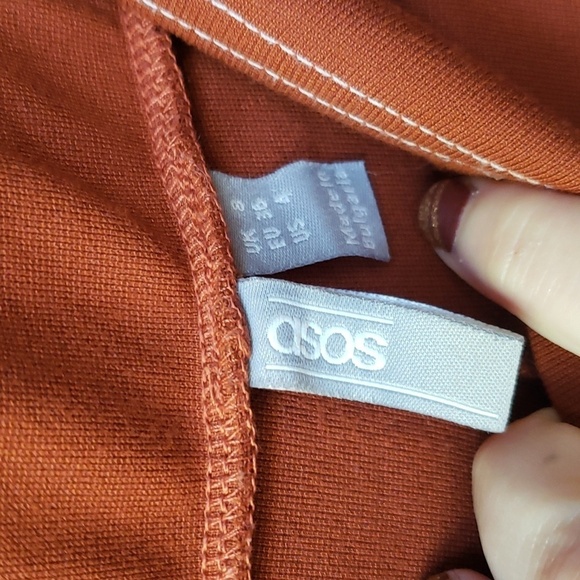 ASOS Pants Burnt Orange Rust color knit flare 4 - Picture 7 of 10